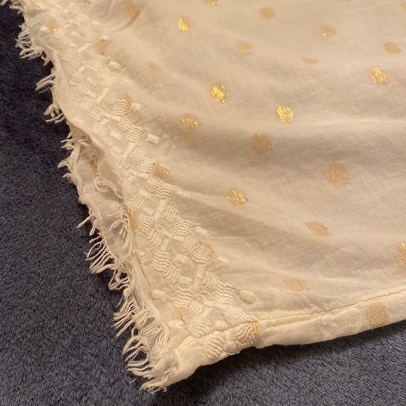 American Eagle Outfitters White Metallic Gold Polka Dot Infinity Scarf - Picture 4 of 7